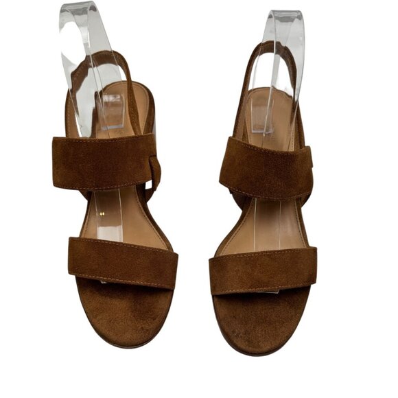 Soludos Shoes - Soludos Farah Camel/Brown Suede Block Heel Strappy Sandal Women's Size 7.5
